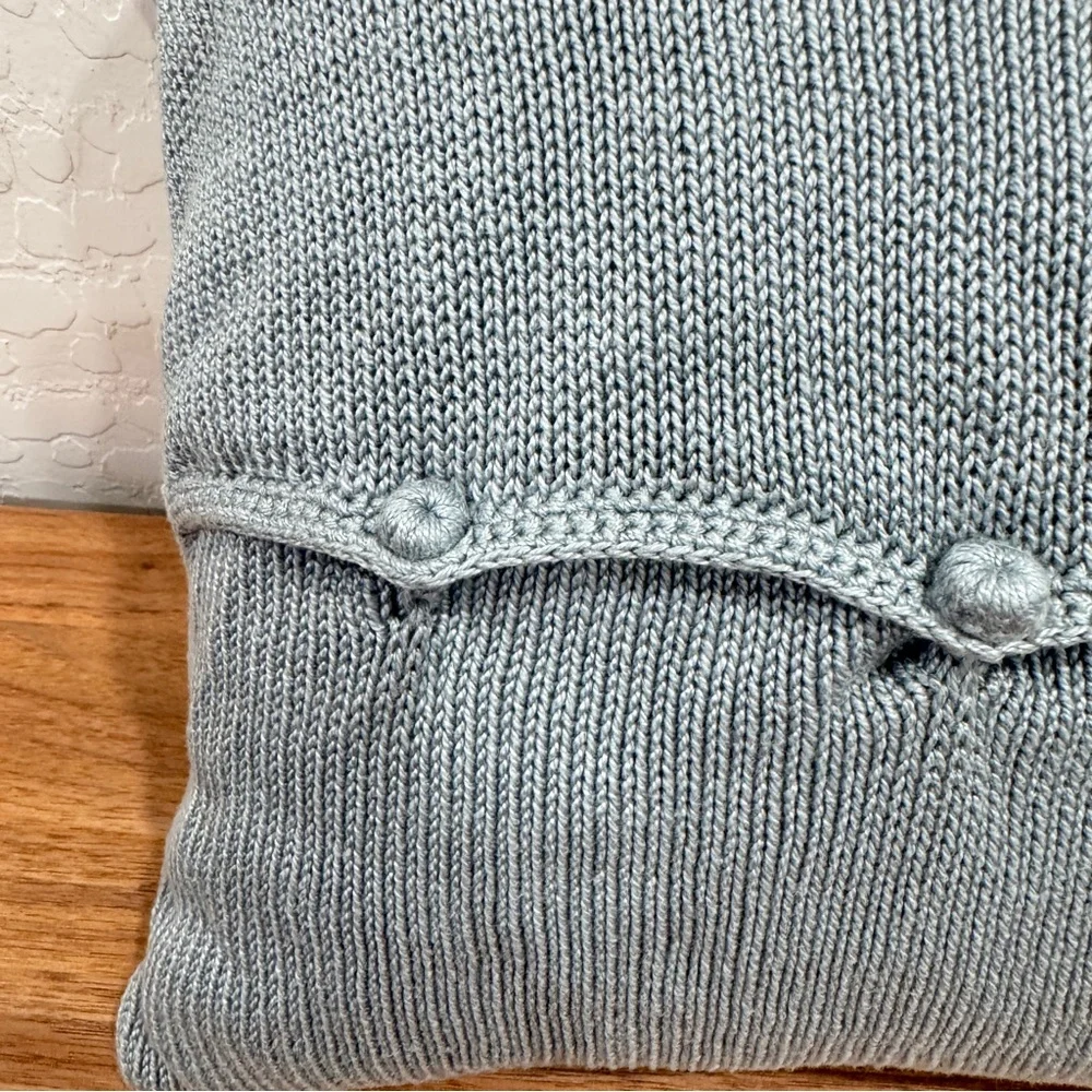 Melange Knit Embroidered Firetruck Pillow Decorative Grey White Striped Small